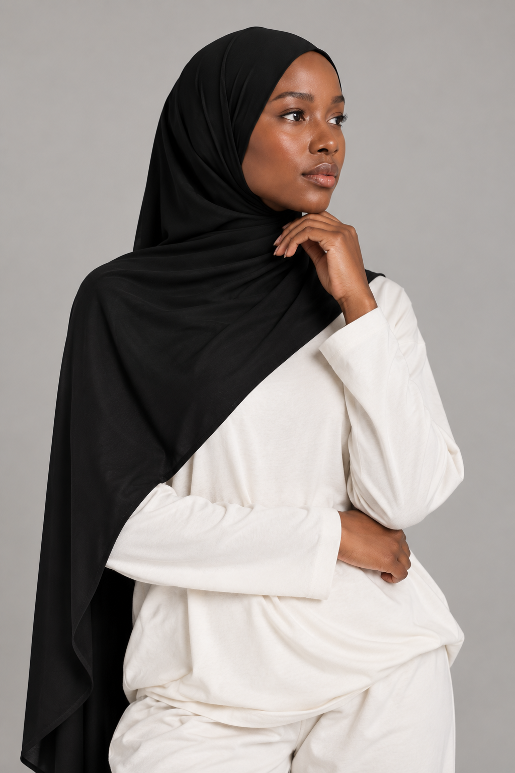 Hijab Jersey Premium Aimanté - Noir