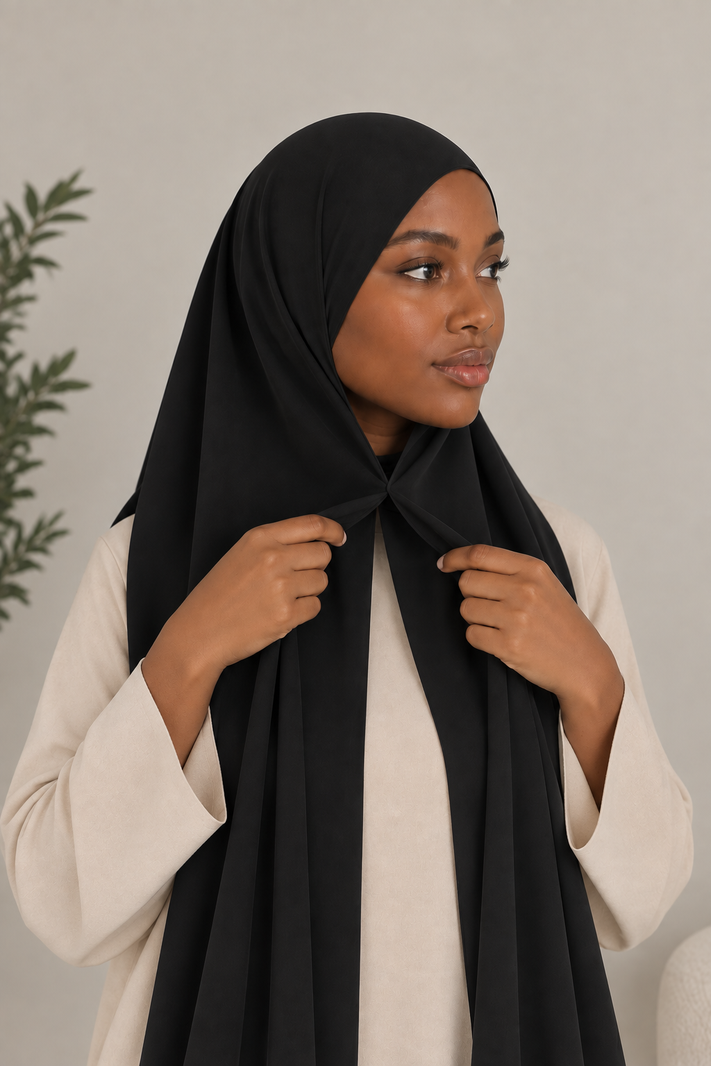 Hijab Jersey Premium Aimanté - Noir