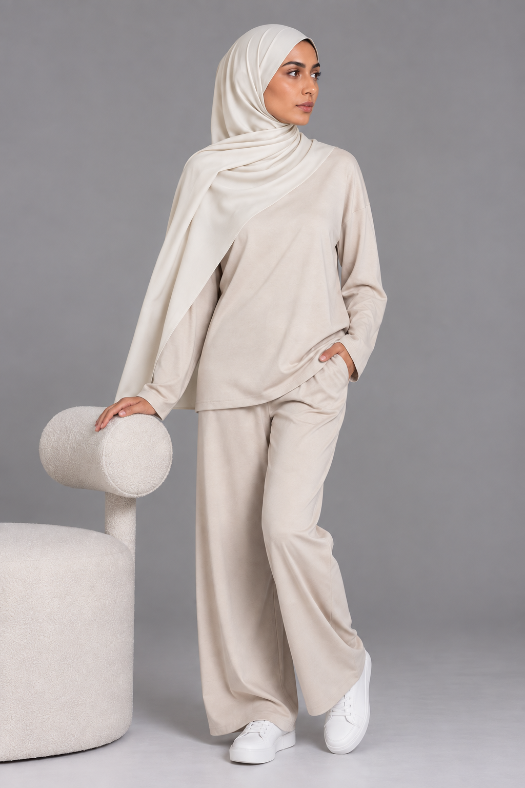 Hijab Jersey Premium Ivoire
