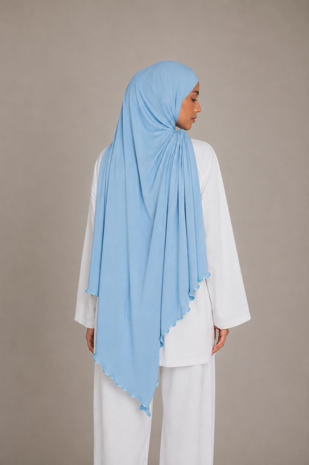 Hijab Jersey Premium Frisé – Bleu Ciel