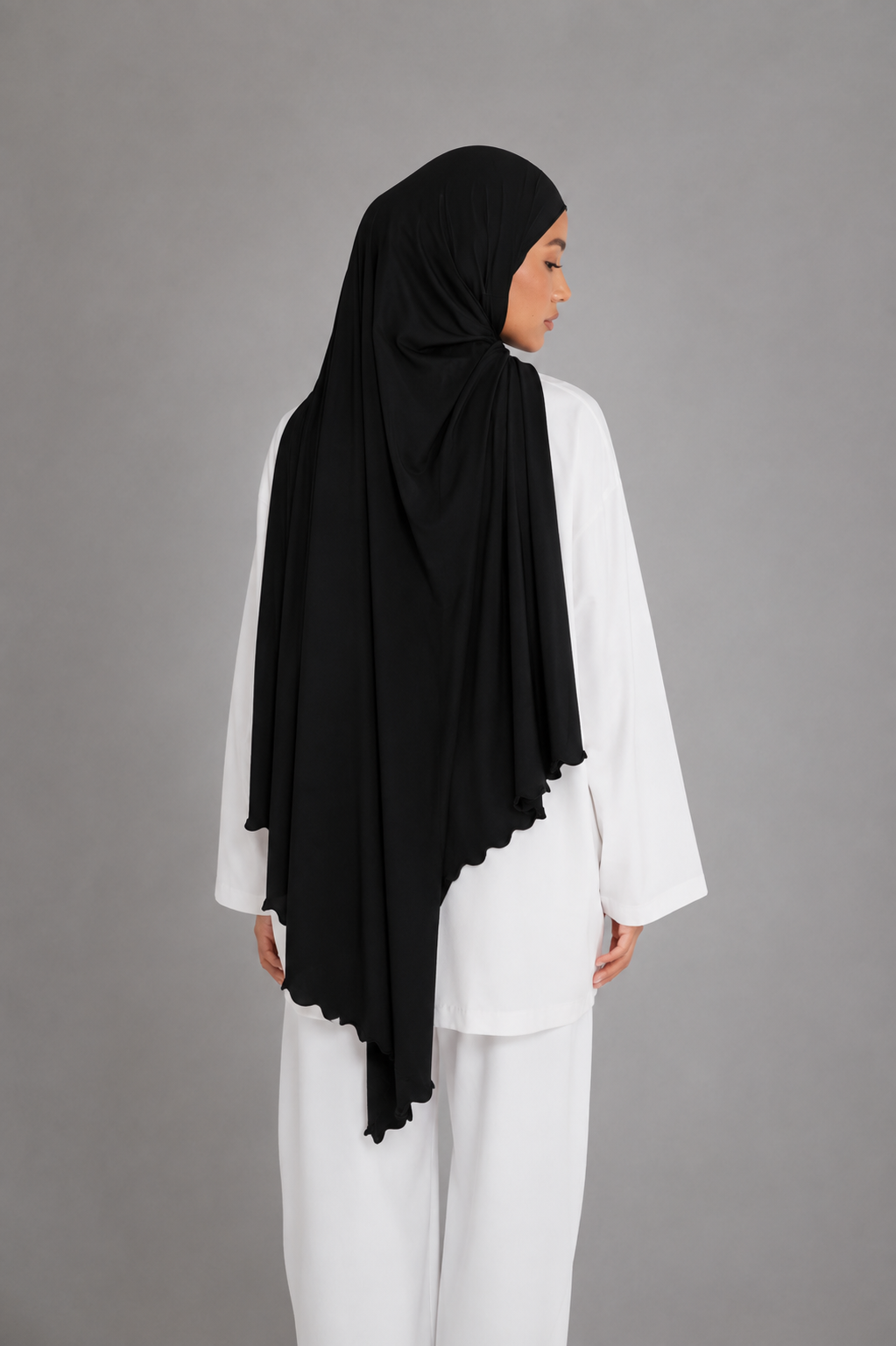 Hijab Jersey Premium Frisé – Noir