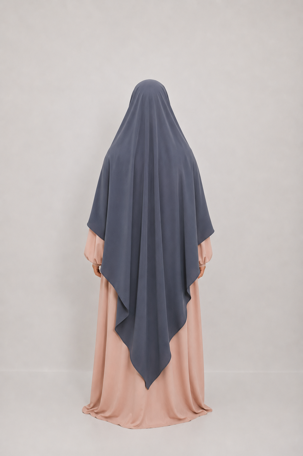 Khimar Soie de Médine XXL Extra Long – Gris ardoise