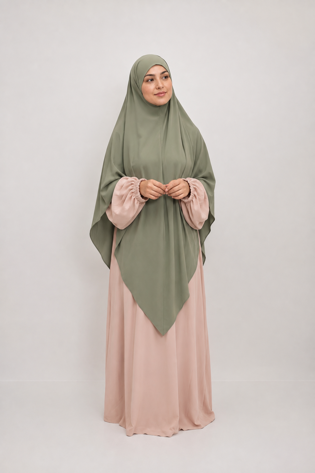 Khimar Soie de Médine XXL Extra Long – Vert Tilleul