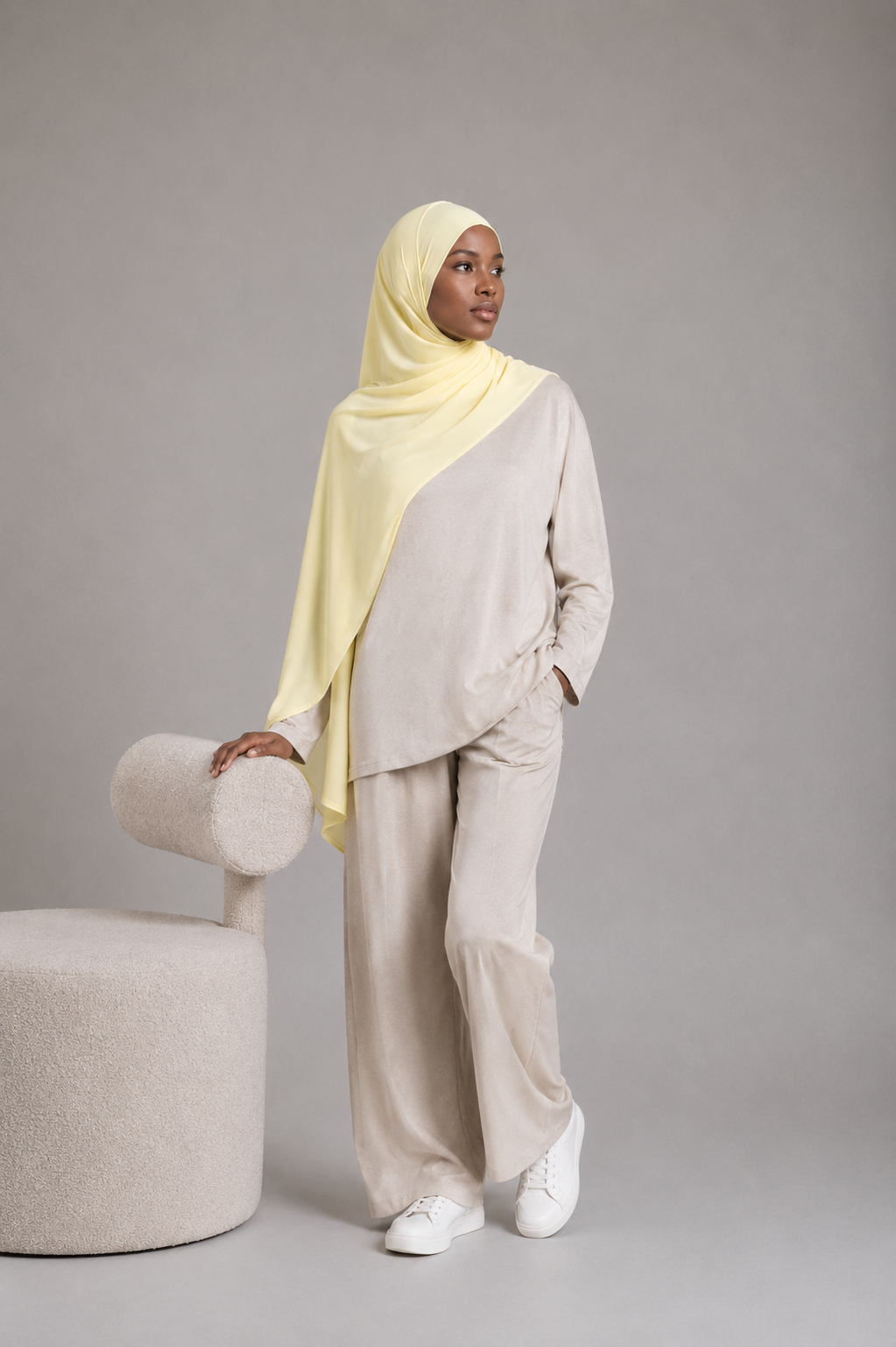 Hijab Jersey Liquide - Jaune vanille