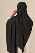 Hijab Jersey Premium à strass - Noir