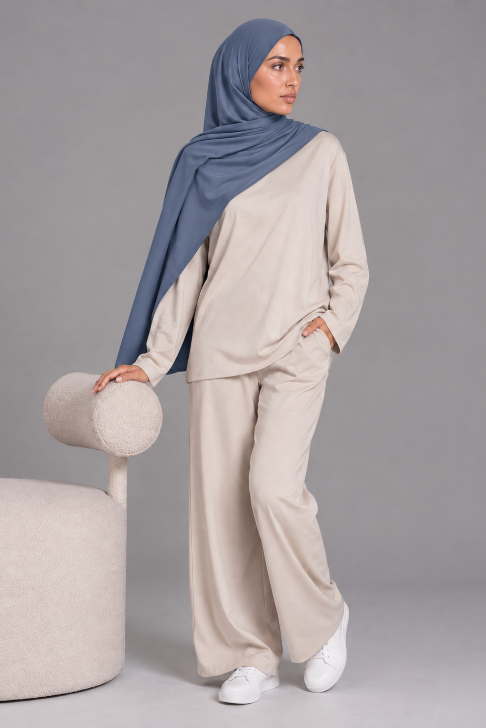 Hijab Jersey Premium - Bleu gris