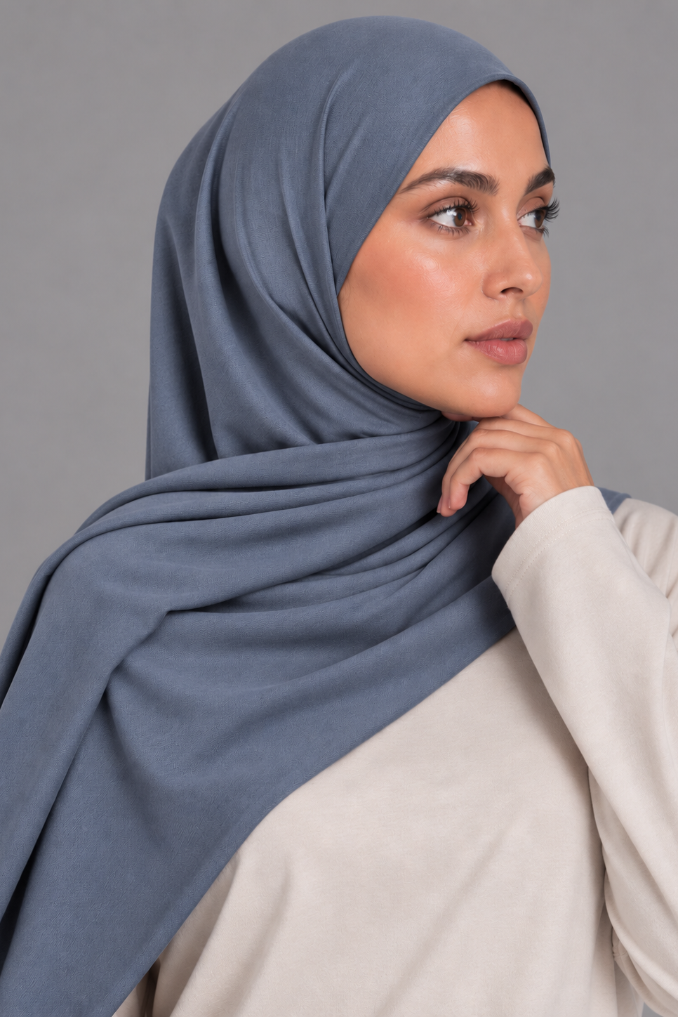 Hijab Jersey Premium - Bleu gris