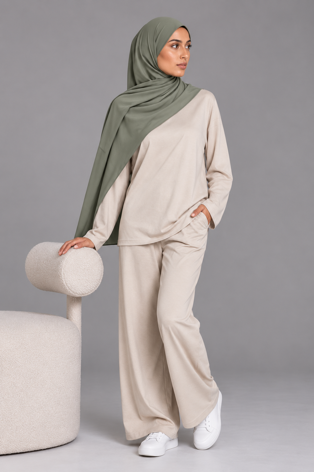 Hijab Jersey Premium - Vert sauge