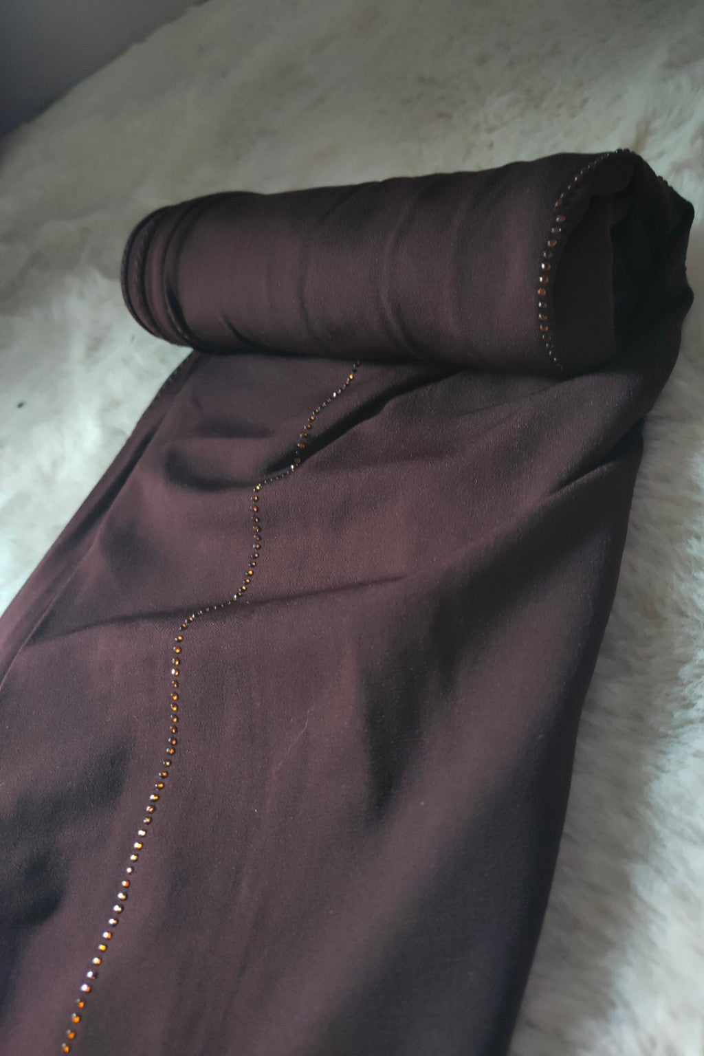 Hijab Jersey Premium à strass - Prune Chocolat