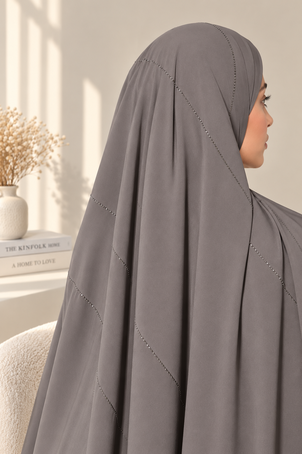 Hijab Jersey Premium à strass - Taupe Grisé