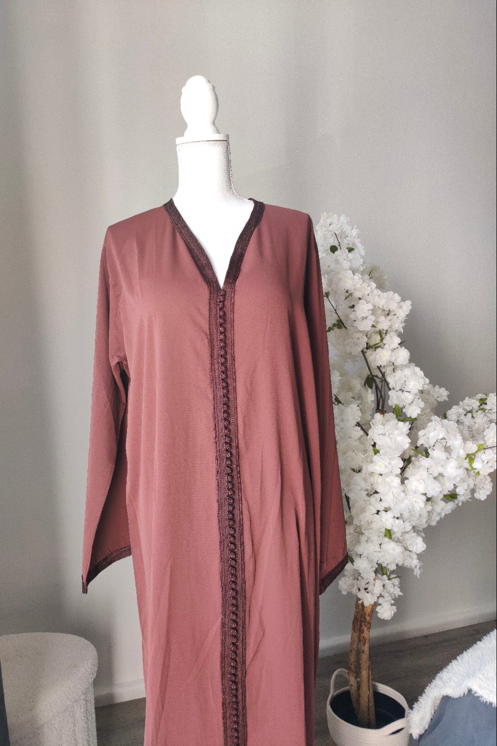 Takchita Prestige - Rose Mauve, Sequins Dorés & Perles