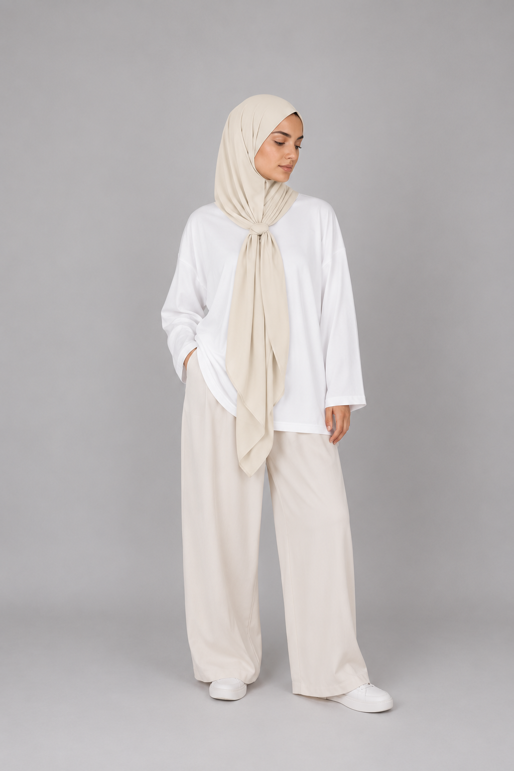 Hijab Jersey Premium Triangle - Crème Ivoire