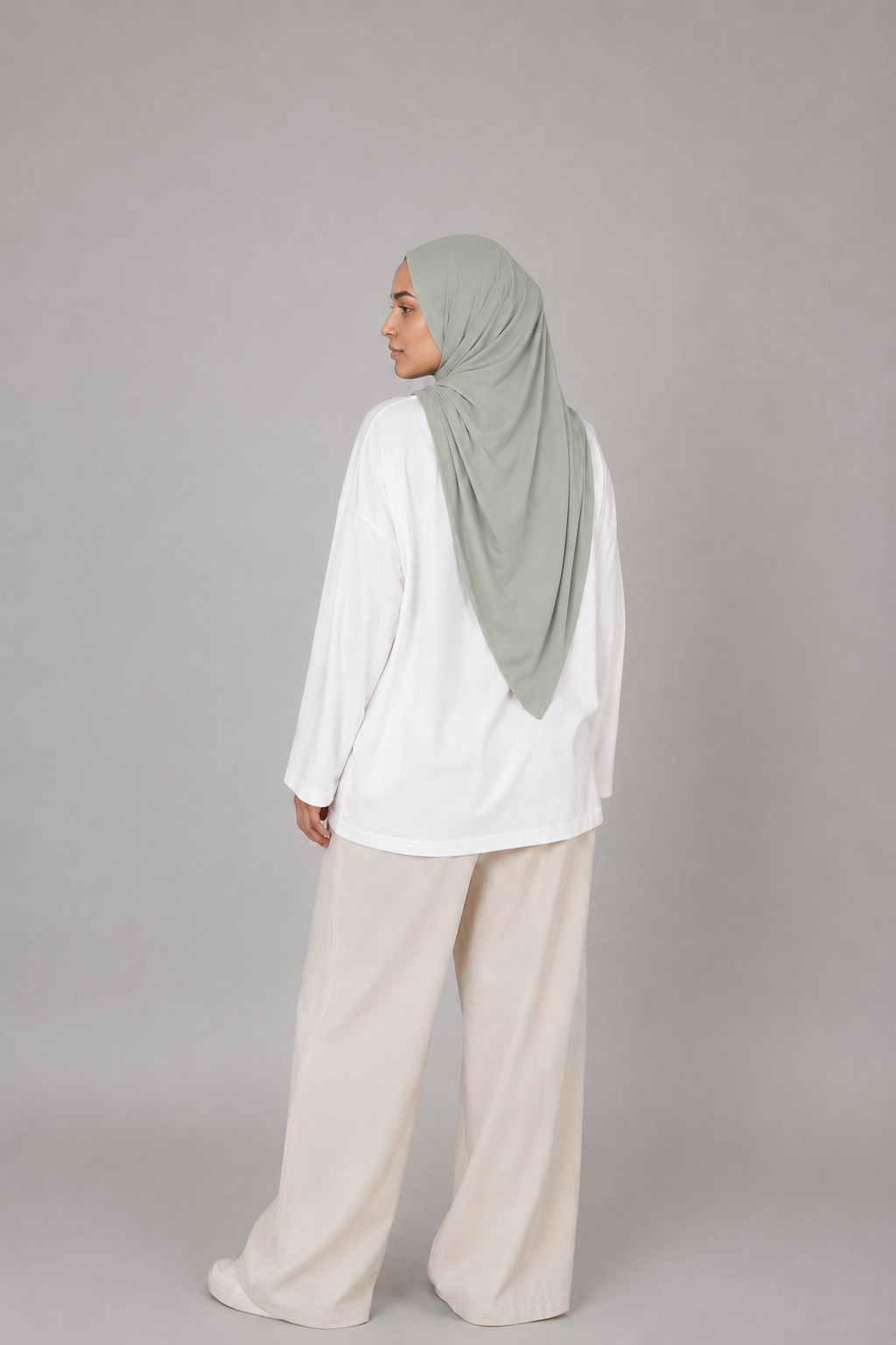 Hijab Jersey Premium Triangle - Vert sauge