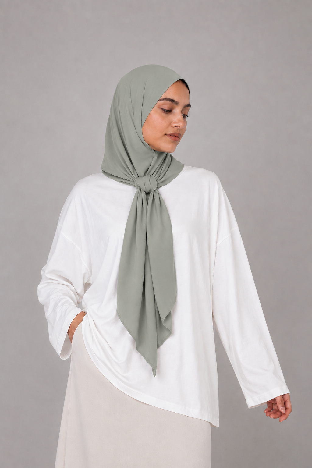 Hijab Jersey Premium Triangle - Vert sauge