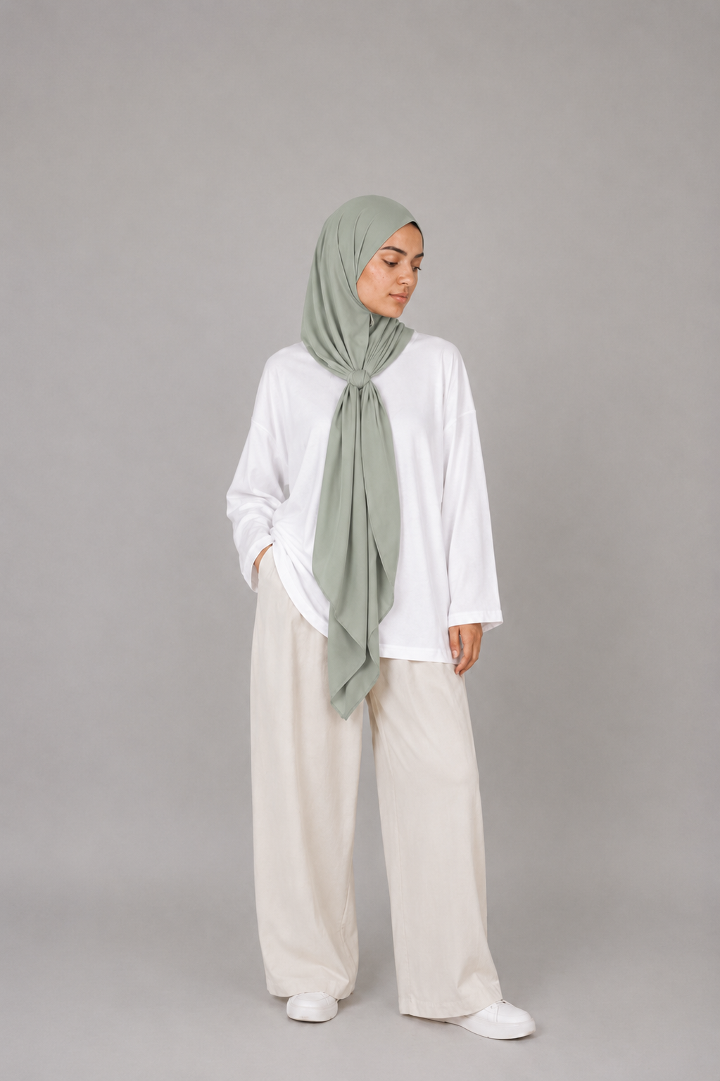Hijab Jersey Premium Triangle - Vert sauge