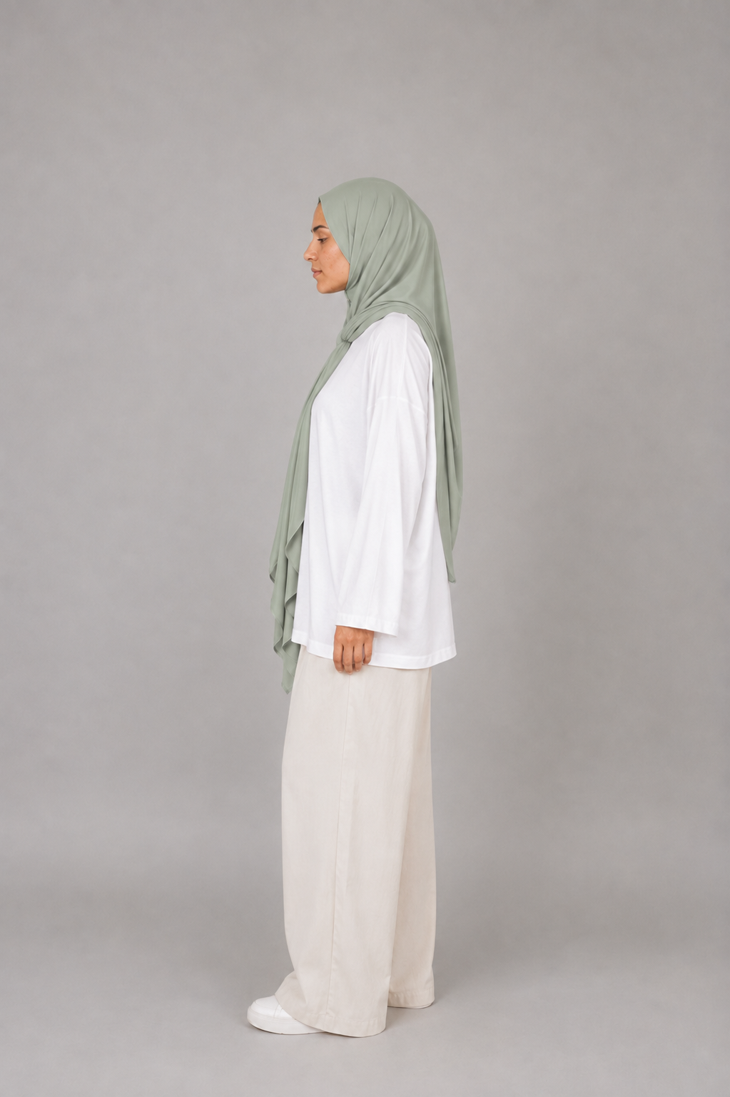 Hijab Jersey Premium Triangle - Vert sauge