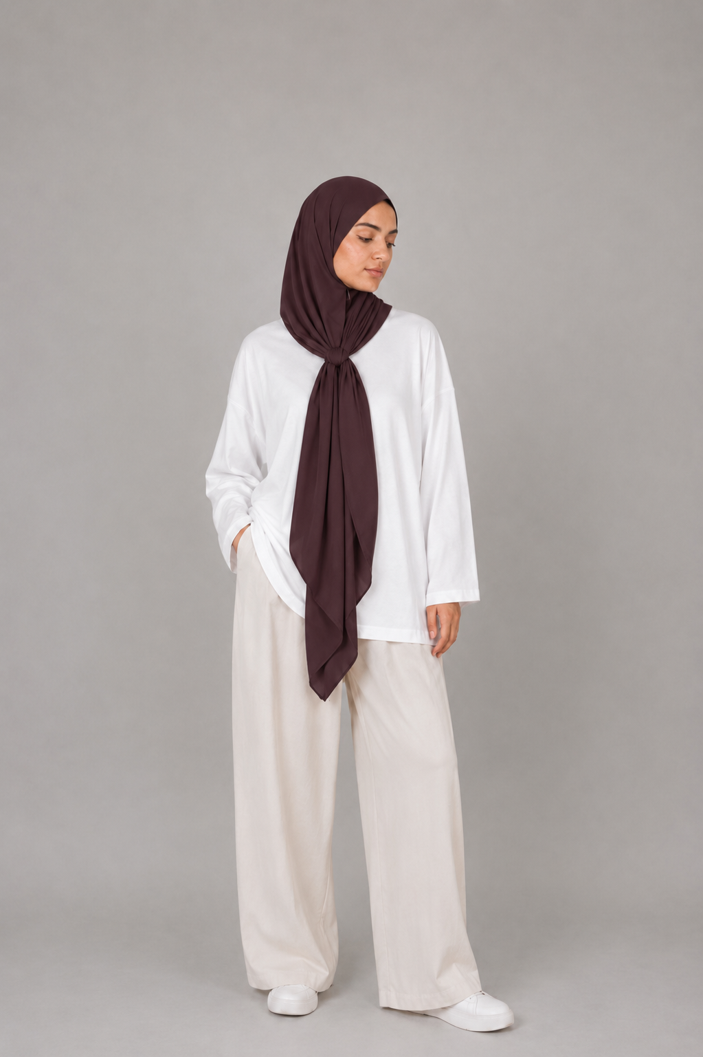 Hijab Jersey Premium Triangle - Marron Prune