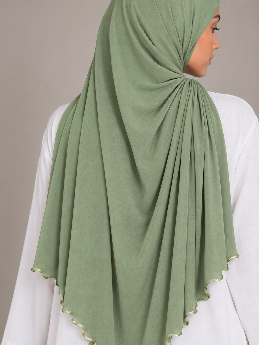 Hijab Jersey Premium Frisé – Vert Eucalyptus